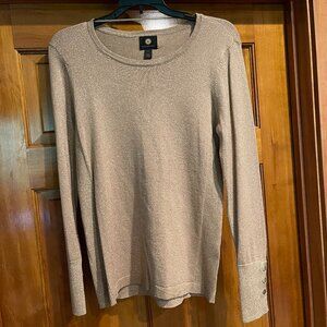 JM Collection Gold Metallic Sweater Long Sleeve size S